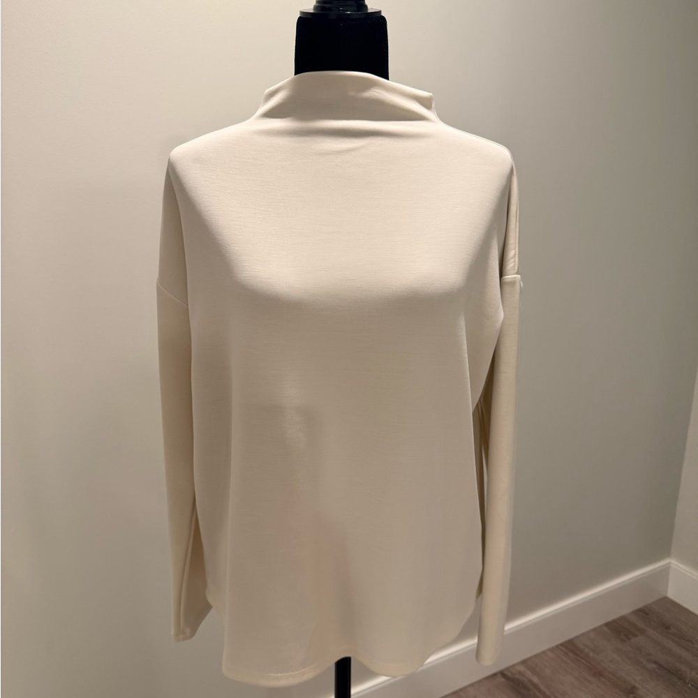 Everyday Cream Mock Neck Jersey Top
